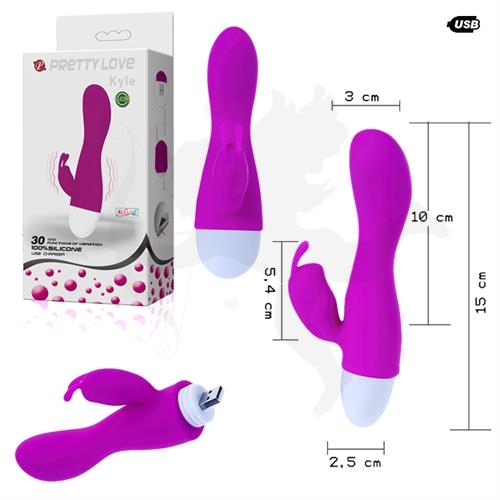 Vibrador con masajeador de clitoris y carga usb